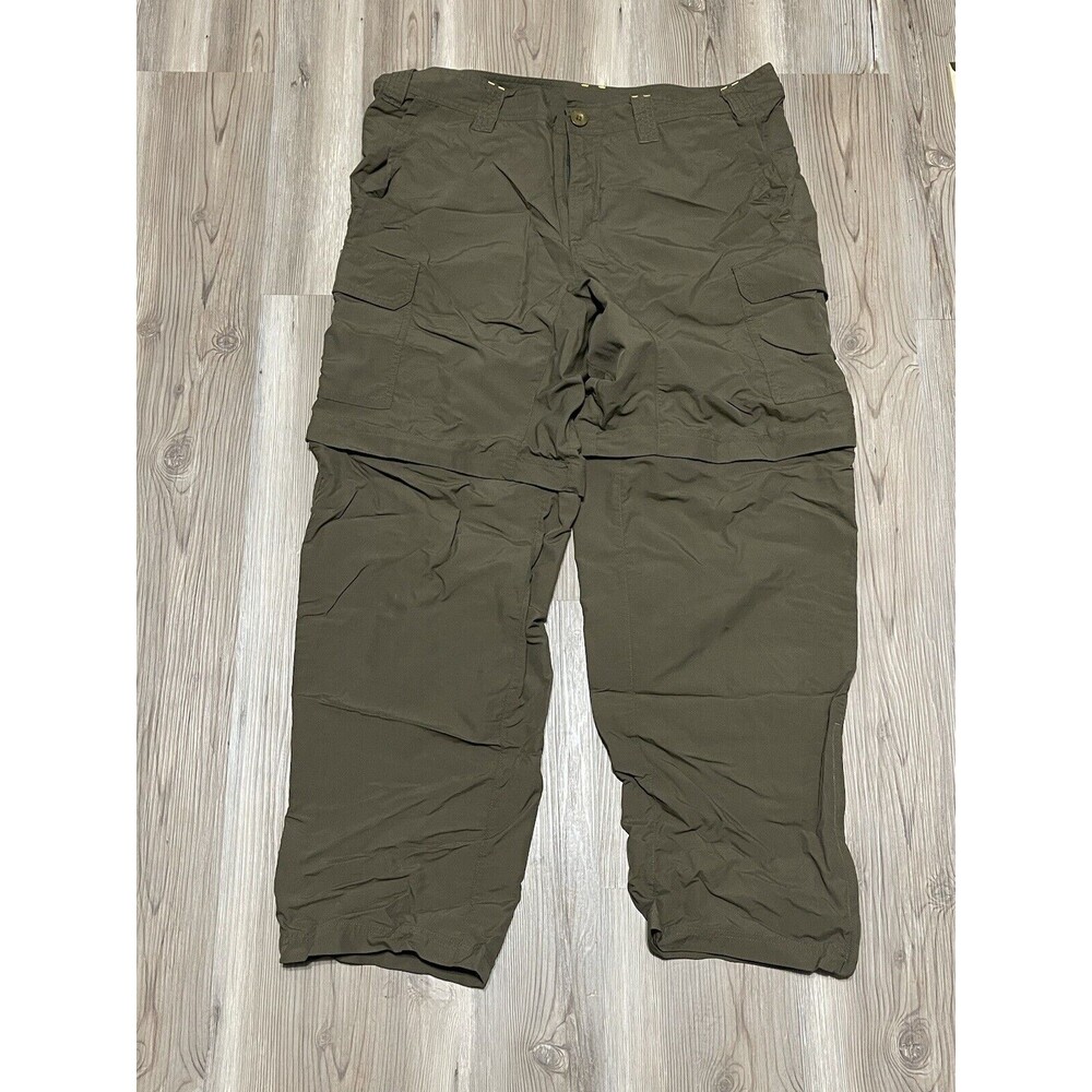 Eddie Bauer Travex Pants Mens 38x32 Olive Green Convertible Nylon Cargo Pants